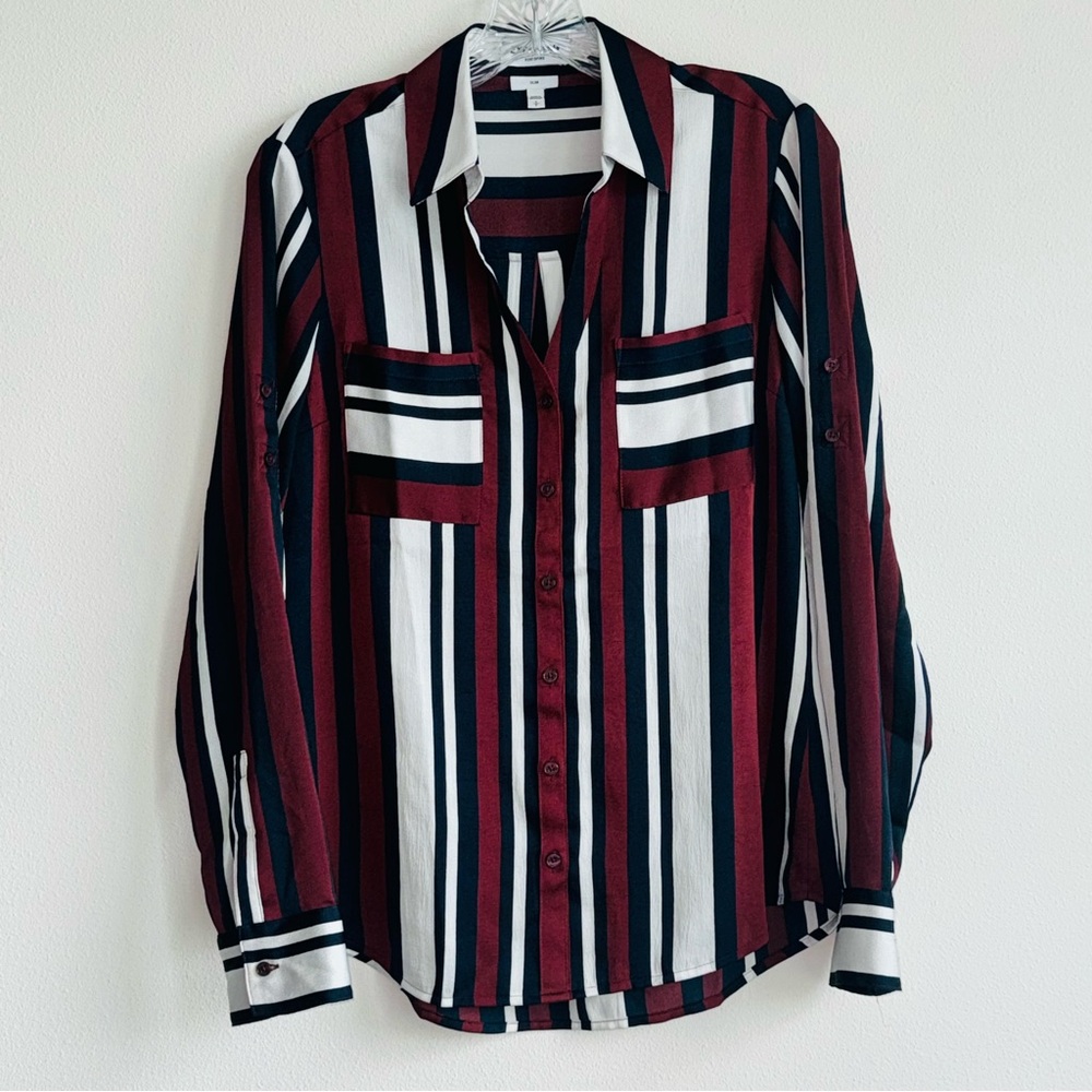 EXPRESS Womens Portofino Slim Fit Striped Shirt Button Down Shirt Size Small